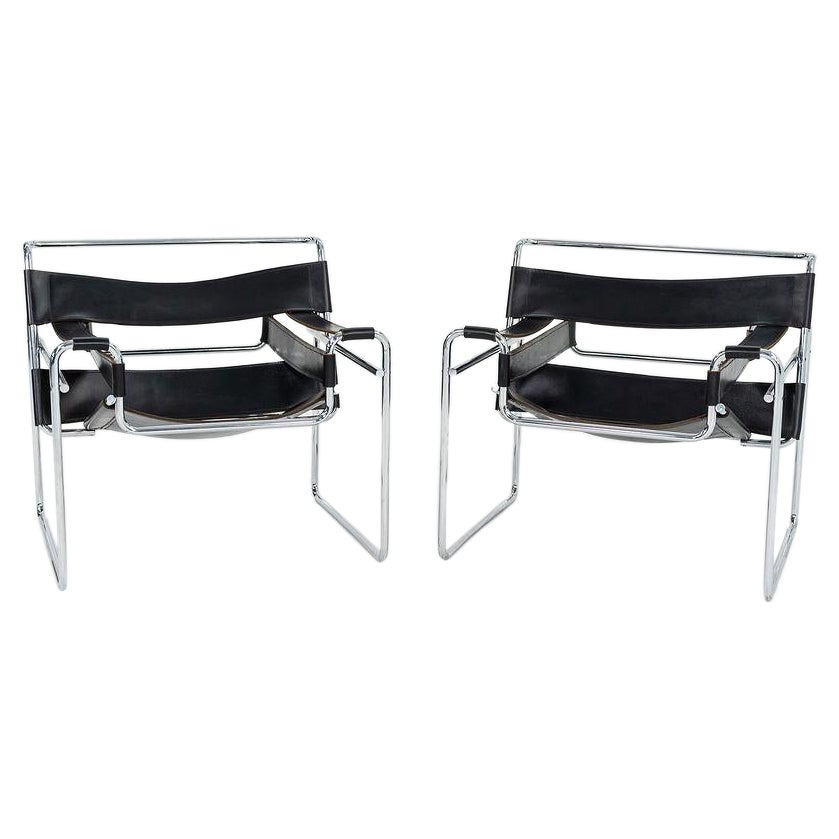 Sedia da salotto Wassily B3 in pelle di Marcel Breuer degli anni '60