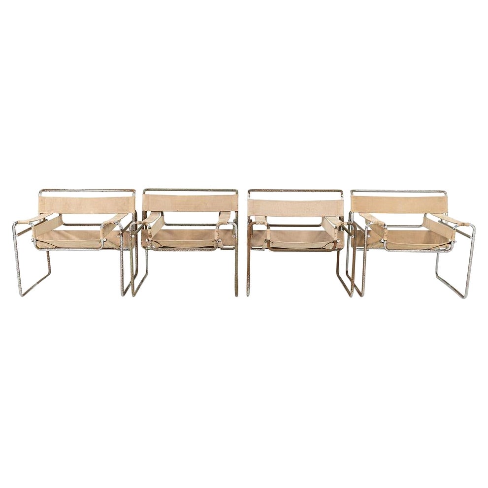 1960s Wassily Chairs by Marcel Breuer for Gavina / Knoll in Original Canvas