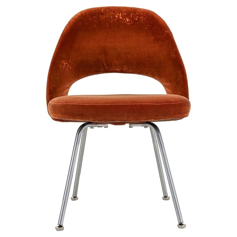1970s Eero Saarinen for Knoll Executive Side Chairs in Rust Velvet