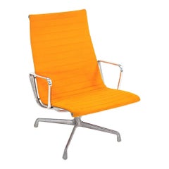 1970s Herman Miller Eames Aluminum Group Lounge Chair Alexander Girard Hopsack