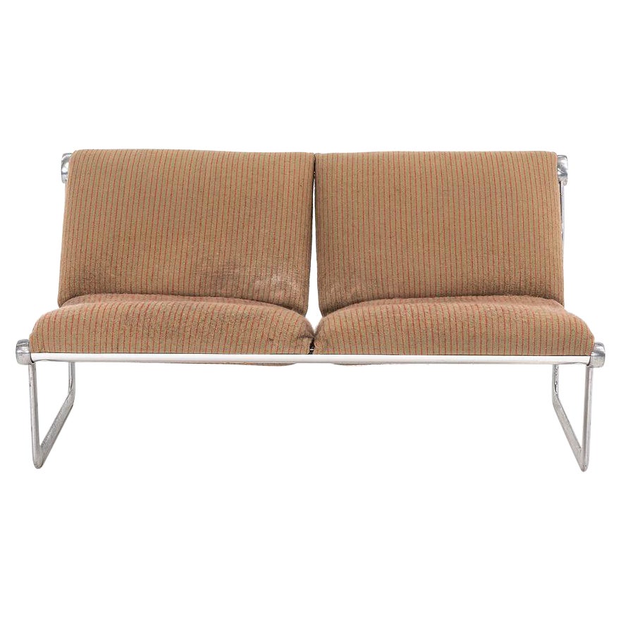 1970s Two-Seat Sling Sofa by Hannah Morrison for Knoll in Fabric and Aluminum