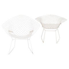 1980s Harry Bertoia for Knoll Diamond Lounge Chair in White