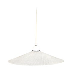 1980s Ron Rezek Lighting Perforated Metal Hanging Pendant Lamp in White