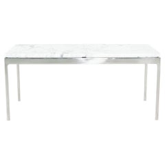 Mesa de centro Nicos Zographos de los años 80, de acero inoxidable y tapa de mármol