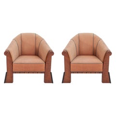 1980er Paar postmoderne Loungesessel von Michael Graves mit Ahorngestell
