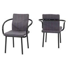 1986 Pair of Knoll Mandarin Dining Arm Chairs by Ettore Sottsass in Fabric