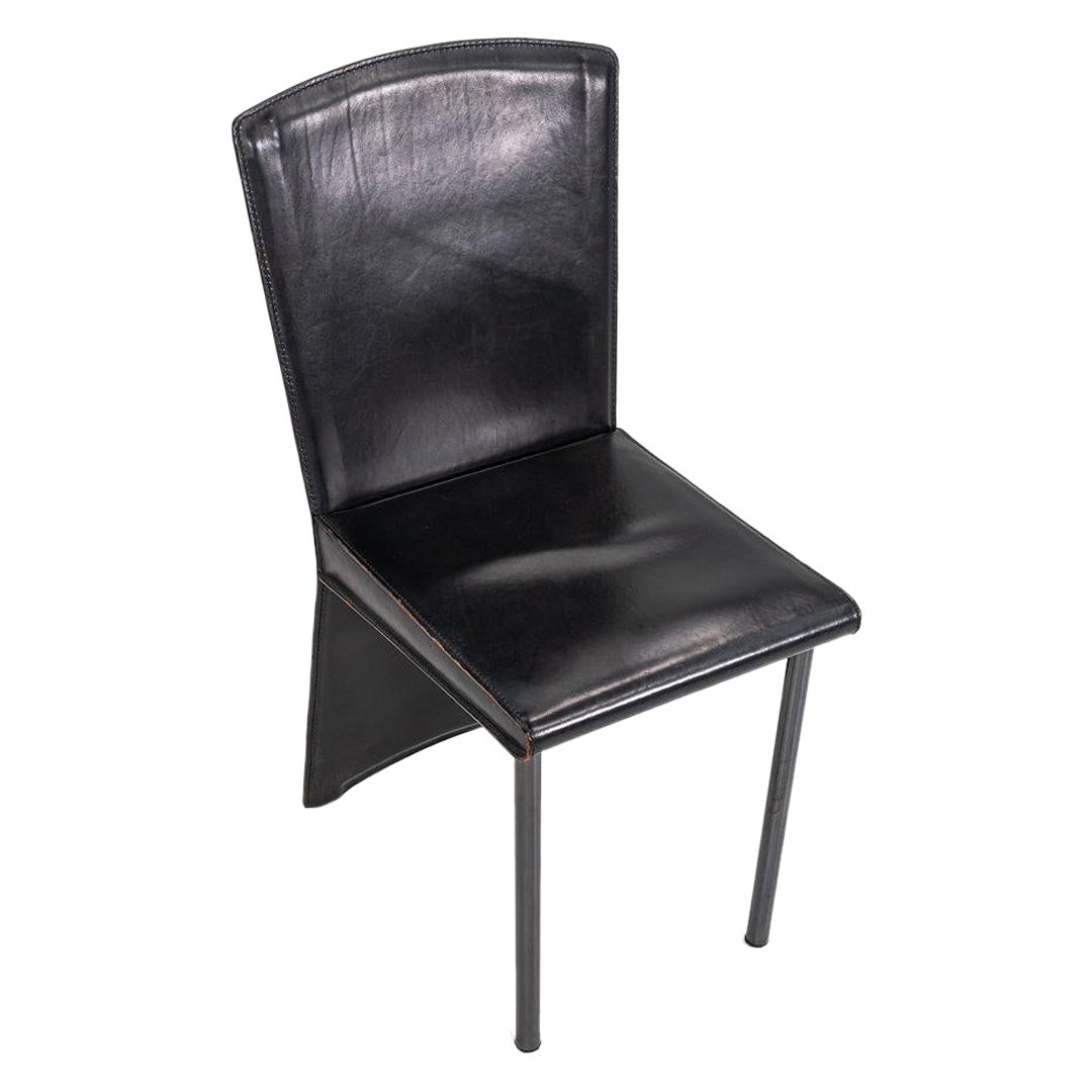 1987 Armida Dining Chair designed by Andrea Branzi for Zanotta in Black Leather For Sale
