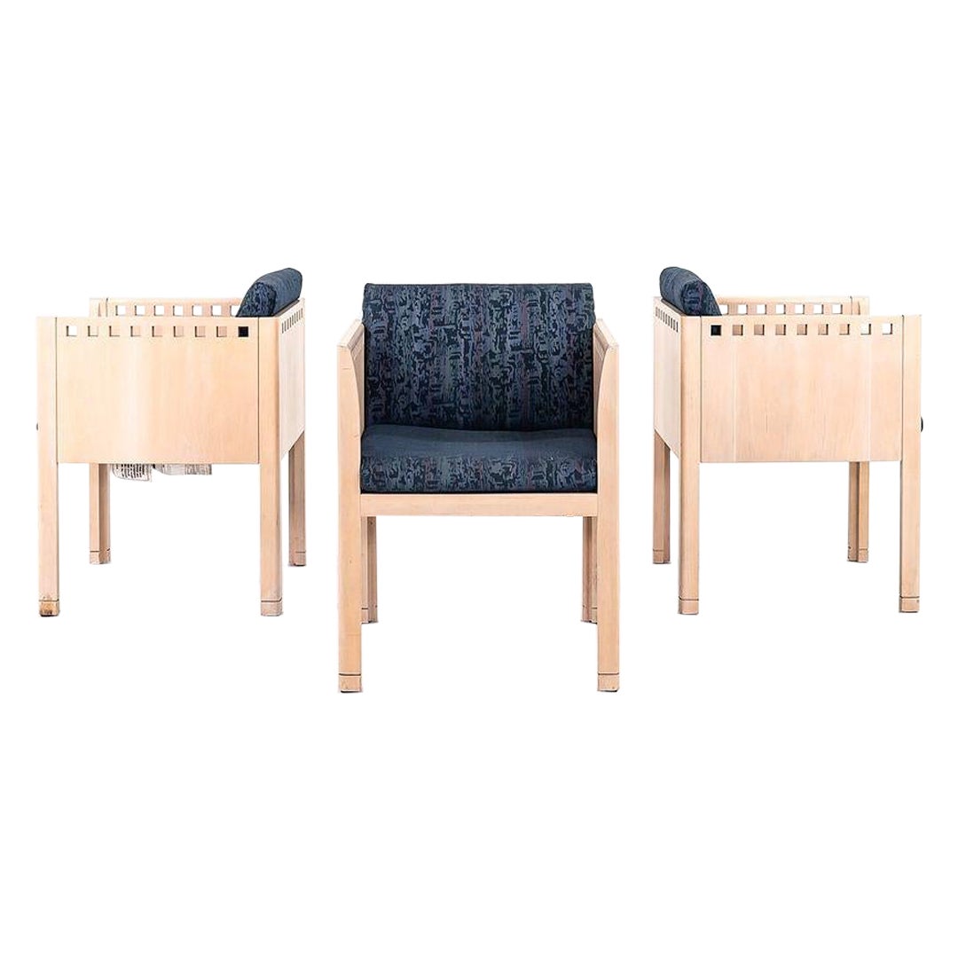1988 Brian Kane for Metropolitan Furniture Postmodern Cube Dining Chairs w/ Arms