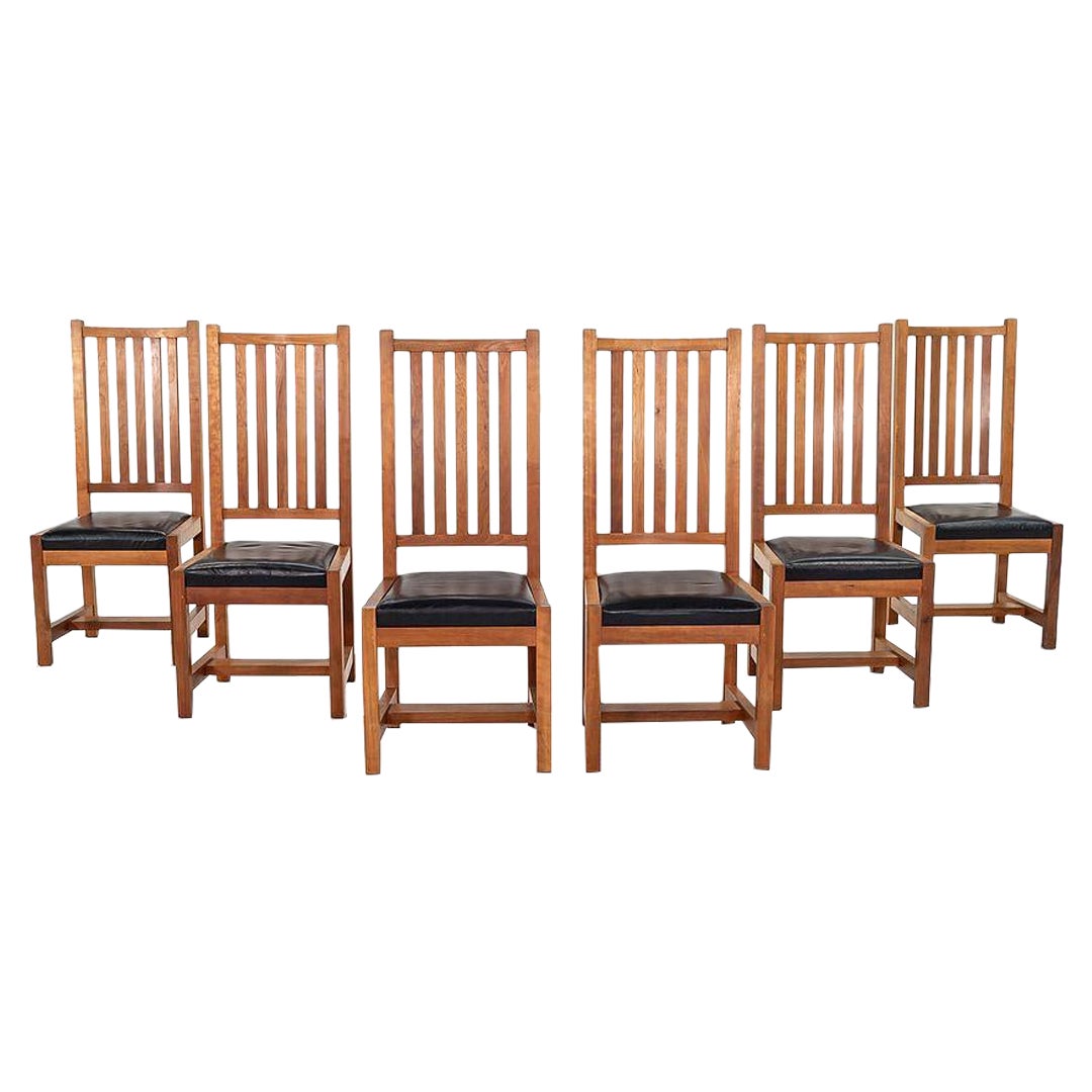 1990 Thomas Moser Slatted Mission-Style Dining Chairs in Cherry Hardwood w/ Seat For Sale