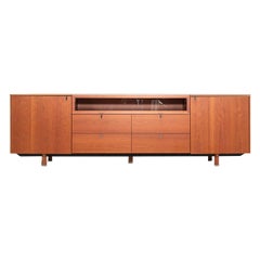 1990s ARCO / Poliform Cabinet in Cherry Wood with Glass Display Case 96x30x22