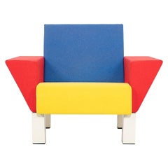 1990 Ettore Sottsass Studio Westside Lounge Chair en tissu multicolore