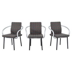 1990s Ettore Sottsass Mandarin Dining Chair in Silver w/ Grey Upholstery
