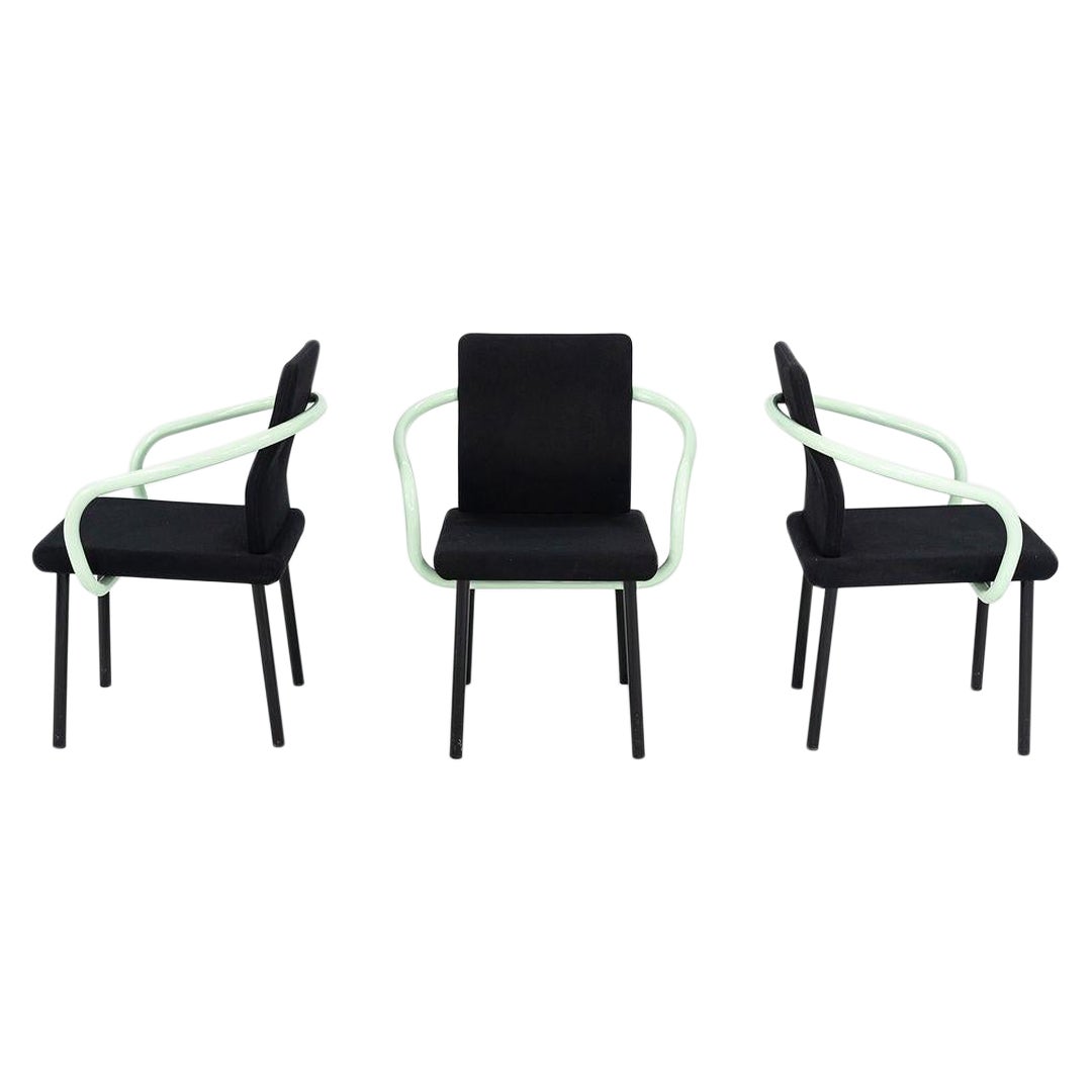 1990s Ettore Sottsass Mandarin Dining Chairs in Mint Green w/ Upholstery