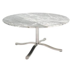 1990 Nicos Zographos Mesa de comedor Alfa de mármol gris y acero inoxidable con tablero