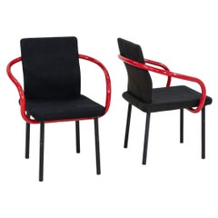 1990s Ettore Sottsass for Knoll Mandarin Dining Chairs in Red w/ Upholstery
