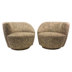 1990s Pair of Swivel Chairs in Patterned Fabric
