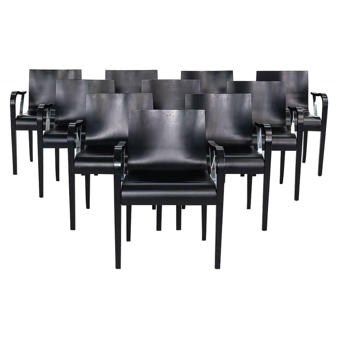 1990s Set of Ten Ginotta Ebonized Bentwood Dining Chairs by Enrico Franzolini
