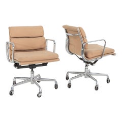 1996 Herman Miller Eames Soft Pad Management Desk Chairs in Tan Hopsack Fabric