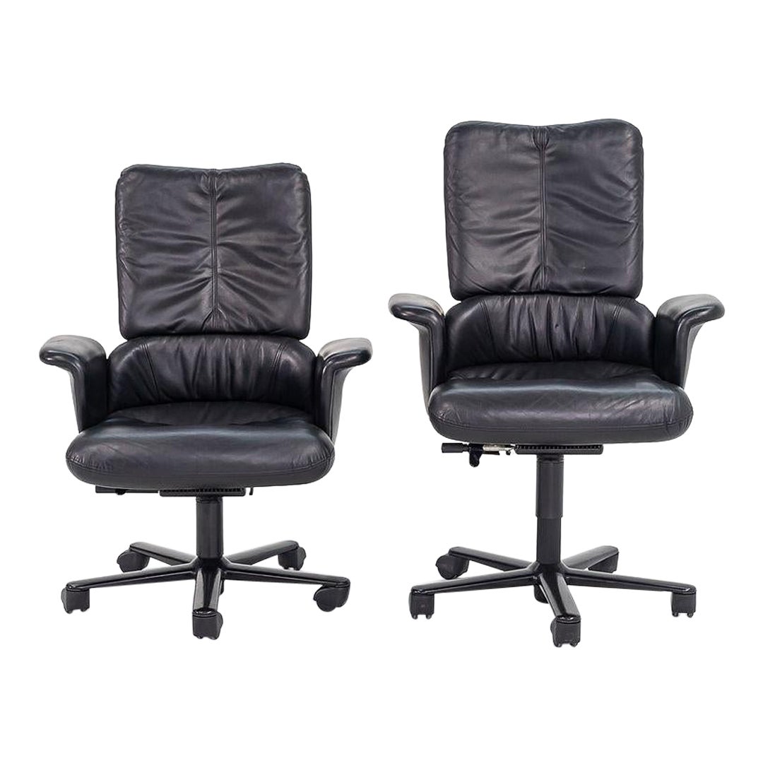 1998 Geoff Hollington Executive Desk Chair w/ High Back in Leather Model HC150