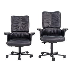1998 Geoff Hollington Executive Desk Chair w/ High Back in Leather Model HC150