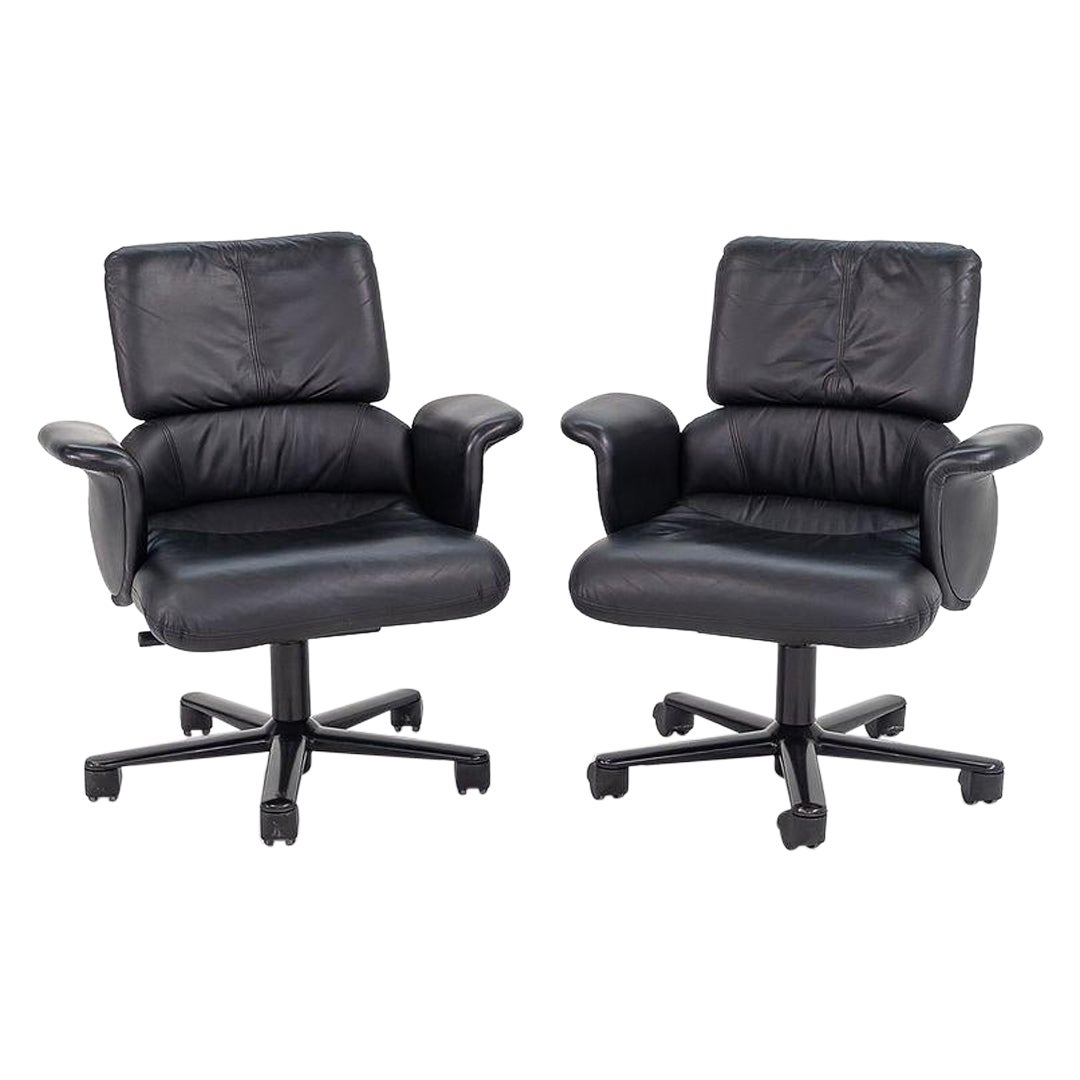 1998 Geoff Hollington para Herman Miller Silla de escritorio ejecutiva con respaldo bajo de cuero