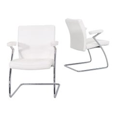 2000 Walter Knoll Art Collection Dining Arm Chair in Chromed Steel and Leather