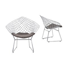 2000s Pair of Harry Bertoia Diamond Child Size Lounge Chairs w/ Seat Pads
