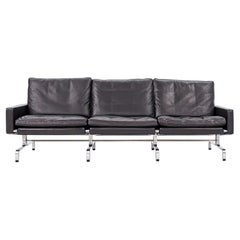 2002 Poul Kjaerholm for Fritz Hansen PK31 Three Seat Sofa in Black Leather