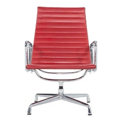 2004 Eames Aluminum Group Lounge Chair by Vitra in Red Leather 4x Available