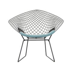 2005 Harry Bertoia for Knoll Diamond Lounge Chairs in w/ Blue Seat Pads