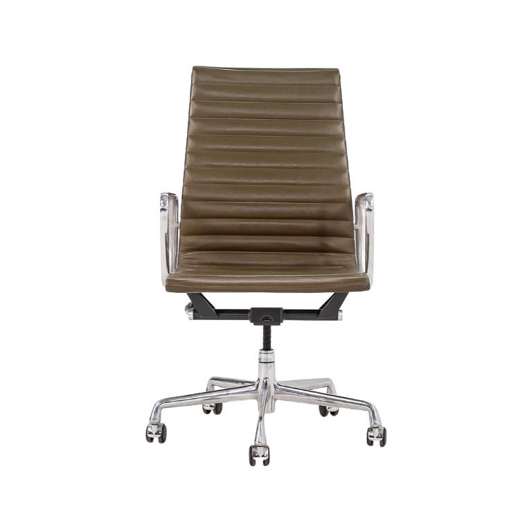 2005 Herman Miller Eames Aluminum Group Executive Desk Chair in Green Leather