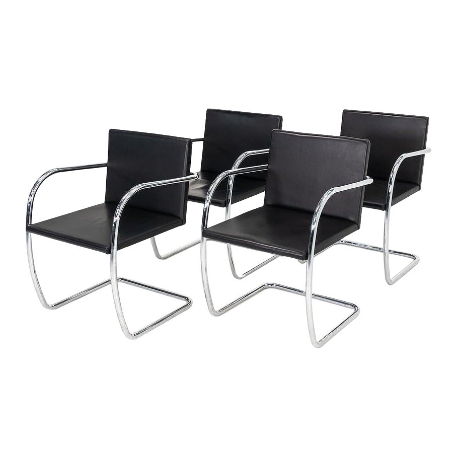 2006 Mies van der Rohe para Knoll Silla Tubular Brno de cuero con cojín fino