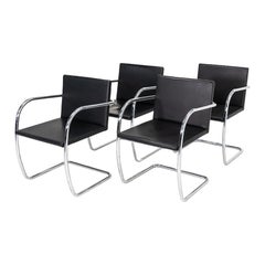2006 Mies van der Rohe per Knoll Sedia tubolare Brno in pelle con pad sottile