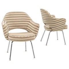 2009 Eero Saarinen for Knoll Executive Arm Chair in Striped Fabric Model 71APC