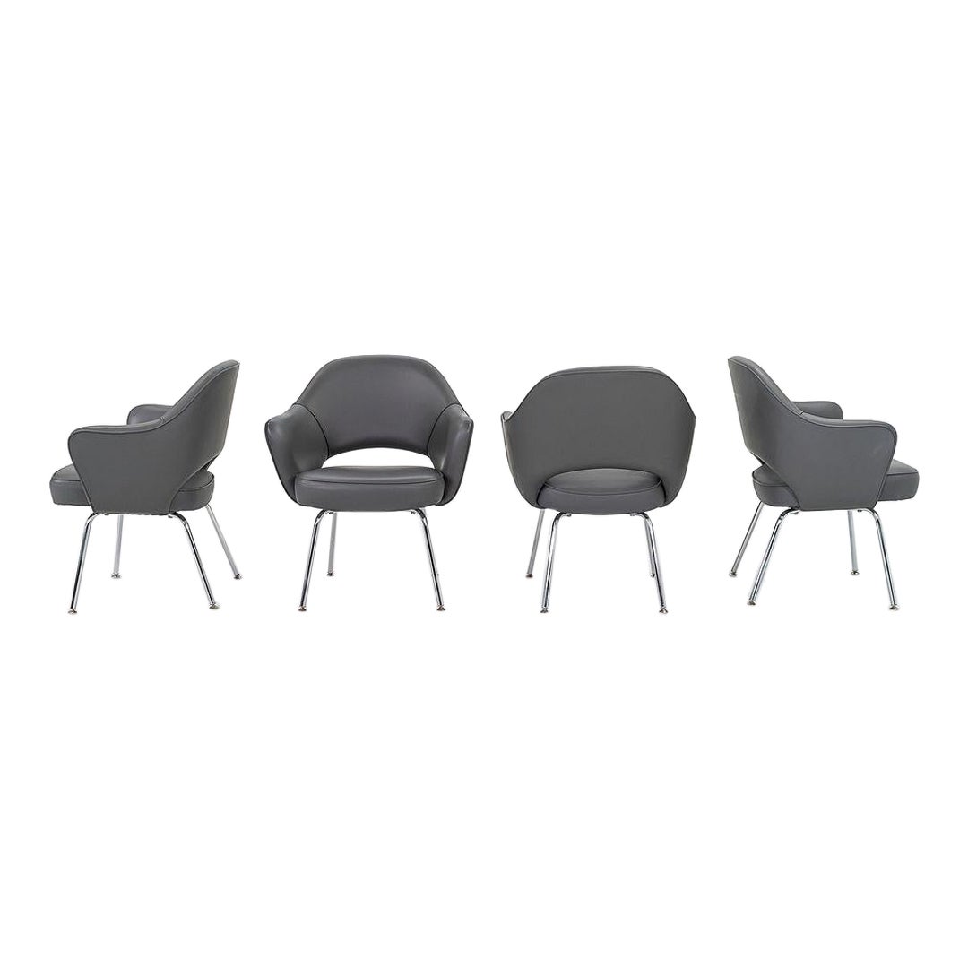 2009 Eero Saarinen for Knoll Executive Arm Chairs in Grey Vinyl