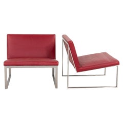 2010s Bernhardt Design B.2 Sillas de salón de Fabien Baron en piel de anilina roja