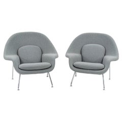 2010s Eero Saarinen for Knoll Medium Womb Lounge Chair in Grey Boucle