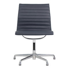 2010s Herman Miller Eames Aluminum Group Armless Side or Desk Chair in Leather