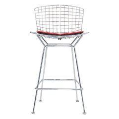 2010s Harry Bertoia for Knoll Tabourets de comptoir chromés avec siège en vinyle rouge