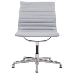 2010s Herman Miller Eames Aluminum Group Management Side Chair in Grey Naugahyde
