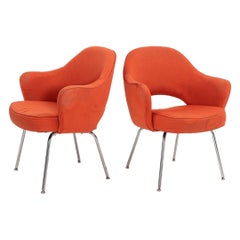 2010s Knoll Saarinen Executive Arm Chair in Orange Fabric 2x Available