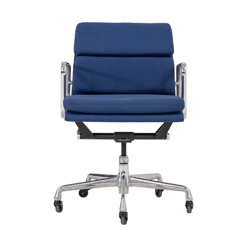 2010s Herman Miller Eames Soft Pad Management Desk Chairs in Blue Fabric