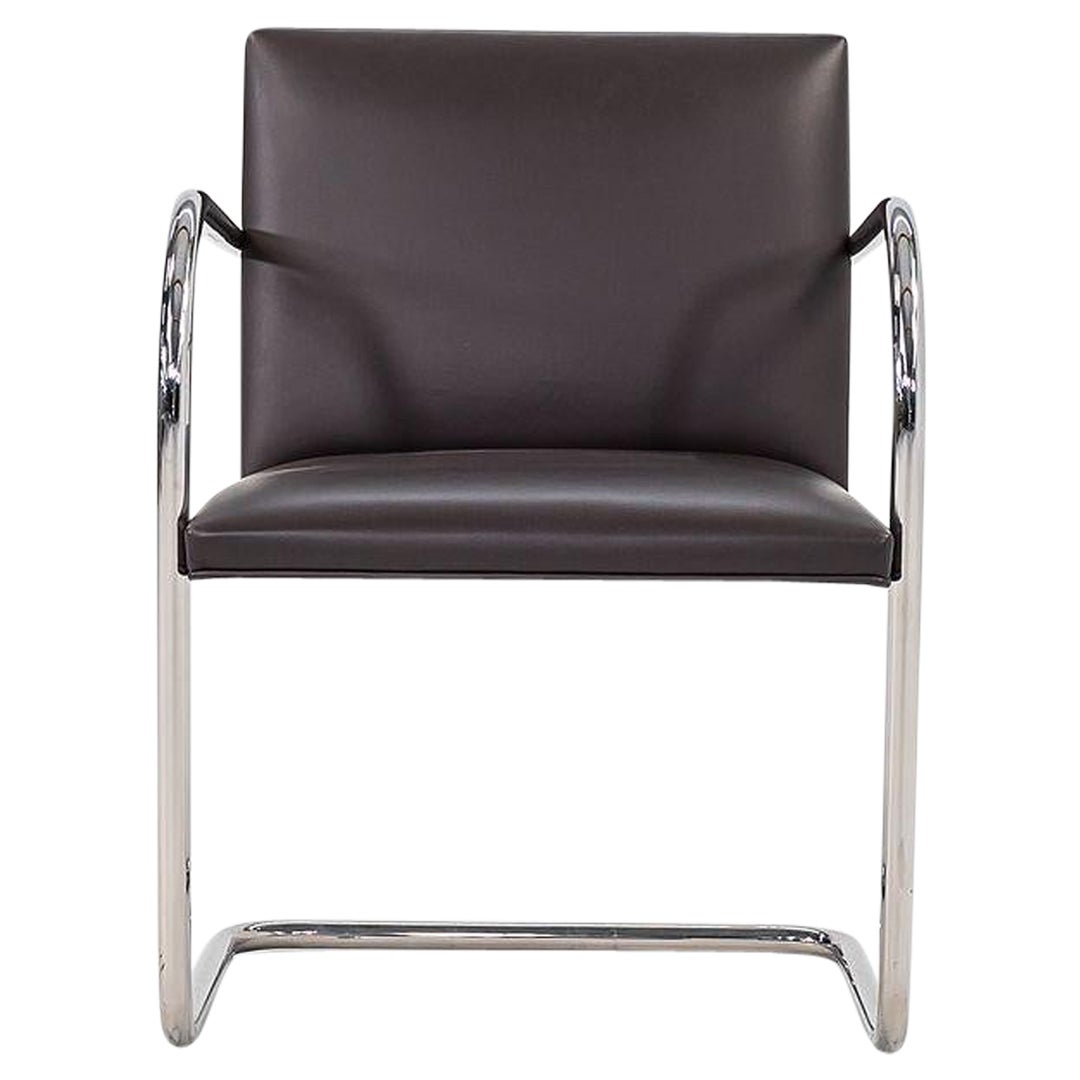 2010s Mies van der Rohe Tubular Brno Dining Chairs in Brown Leather Model 245
