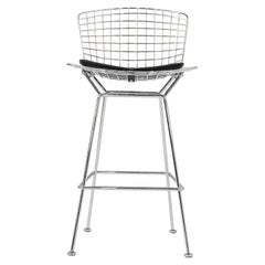 2014 Paire de tabourets de bar Harry Bertoia pour Knoll avec coussins en cuir noir