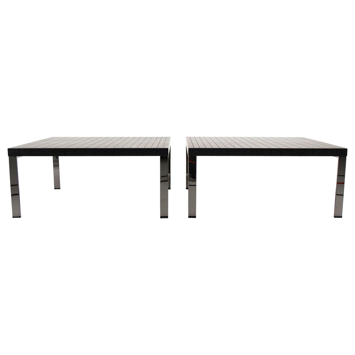 2014 Poltrona Frau Geometrie Coffee Tables in Ebonized Wood w/ Steel Base 30in