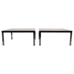 Tables basses Poltrona Frau Geometrie 2014 en bois ébénisé avec base en acier 30 pouces