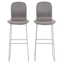 2015 Tate Bar Stools in Grey Leather by Jasper Morrison for Cappellini