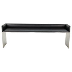2016 Custom Brushed Stainless Steel Bench w/ Leather Upholstery, 2x Available