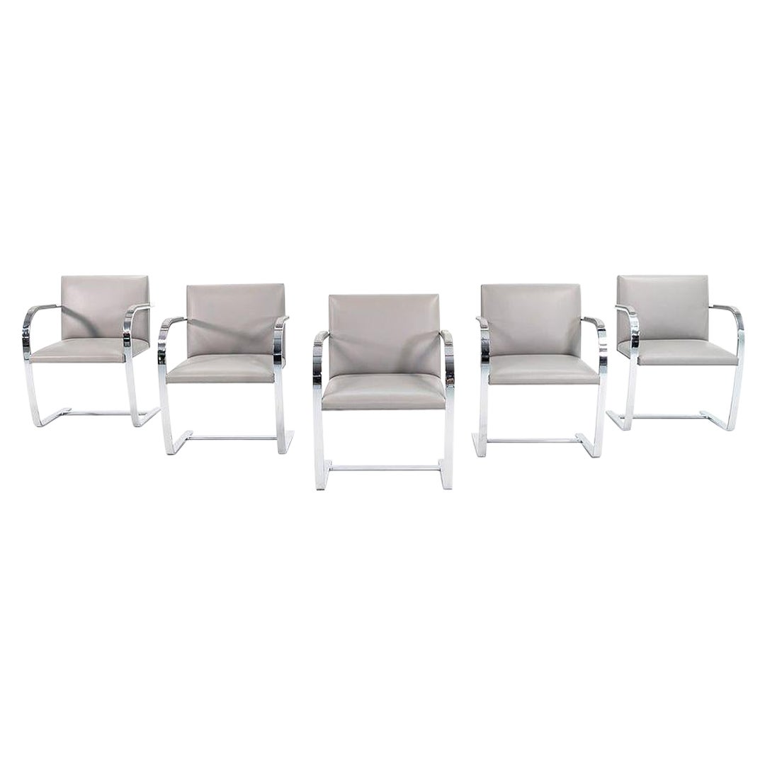 2019 Mies van der Rohe for Knoll Brno Chair in Chromed Steel and Grey Leather For Sale