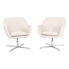 2019 Ward Bennett for Geiger Bumper Lounge Chairs in Off-White Leather
